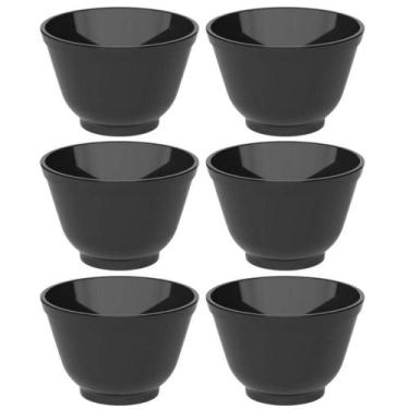 Imagem de Kit 6 Cumbucas Bowl 450ml Tigela Preta de Plástico Sobremesa Açaí Cere