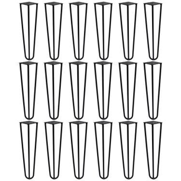 Imagem de Kit 18 Pés de Metal 30 CM Hairpin Legs Mesa de Canto Rack e Puffs Preto G41