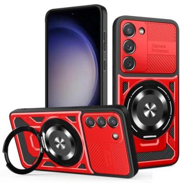 Imagem de YOGISU Capa protetora de anel magnético para Galaxy S23 FE com carregamento sem fio (para Galaxy S23 FE/vermelho)