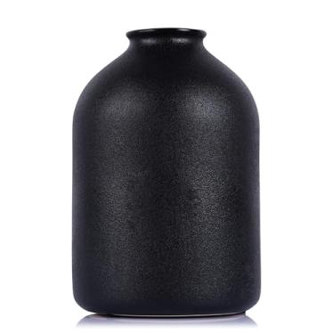 Imagem de Vaso grande de cerâmica preta – Vaso de flores fosco moderno para mesa, prateleira, cornija, banheiro, mesa de centro, mesa de trabalho - vasos decorativos para decoração de casa, vasos para centros