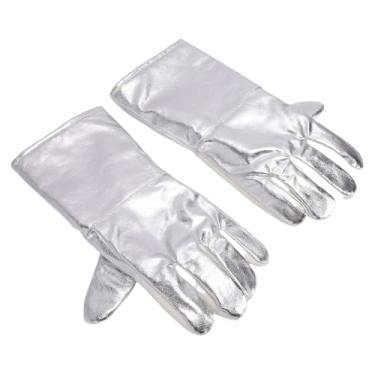Imagem de GLOGLOW Luvas de Forno, Luvas de Couro para Churrasco Com Folha de Alumínio, Resistentes Ao Calor até 662 ° F para Assar, Cozinhar, Acampar