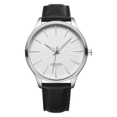 Imagem de Relógio Masculino Pulseira Em Couro Preto Marrom Resistente À Água Luxo Social Casual Minimalista Analógico Importado 43mm GRUPO FIRST SHOP (Prata/Pulseira Preta)