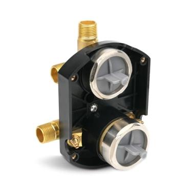 Imagem de R22000-WS Chuveiro Integrado e Válvula de Desviador com Kit de Acabamento de Desviador Integrado de 3 Vias 6 Configurações, R22000-WS Válvula Bruta Universal, Paradas de Chave de Fenda Incluídas