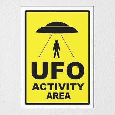Imagem de Quadro decorativo UFO et aviso engraçado ovni disco voador