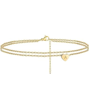 Imagem de Tornozeleira feminina banhada a ouro com strass, corrente de elos ajustáveis delicados, presente de joias para festivais de verão.