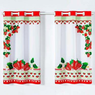 Imagem de Cortina Tecido Oxford 2,00M X 1,30M Morangos Vermelha