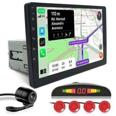 Imagem de Kit Multimídia 1 Din 9 Polegadas + Câmera Ré + Sensor Ré Vermelho Pris