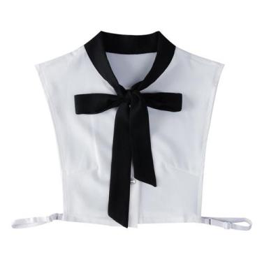 Imagem de Design de gravata borboleta com gola falsa em chiffon preto para mulhe