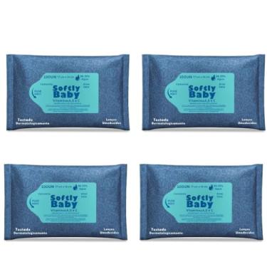 Imagem de 400Un Lenço Umedecido Baby Softly - Com Vitaminas A e C, Aloe Vera e Camomila - Suave e Hipoalergênico para Bebês (4 Pacotes)