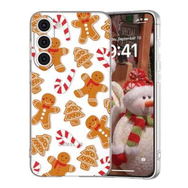 Imagem de DYFYFKDI Capa de Natal para Samsung Galaxy S23 Linda Clara Natal Feliz Natal Pão de Gengibre Homem Papai Noel Estética Meninas Meninas Mulheres Crianças Capa Protetora TPU Macio Capa Protetora de