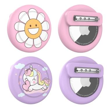 Imagem de SZJCLTD Suporte de rastreador para AirTag com pino, rastreador GPS leve oculto seguro para crianças, compatível com Apple Air Tags, pacote com 2 para crianças, idosos, coleira de animais de estimação