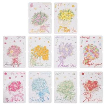 Imagem de CSH 30 cartões de agradecimento a granel em 10 designs exclusivos (3 cópias cada tipo), vem com 30 envelopes coloridos, 9 x 13 cm, cartões em branco variados dobrados para todas as ocasiões