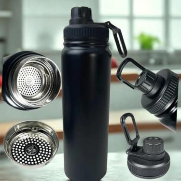 Imagem de Garrafa Térmica Inox Parede Dupla Quente ou Frio (Preto)