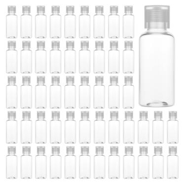 Imagem de 100 frascos de viagem de 28 g com tampa flip - recipientes de plástico transparente de 30 ml, frascos portáteis à prova de vazamento, recipientes de cosméticos vazios recarregáveis para loção de xampu