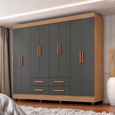 Imagem de Guarda Roupa Casal Ambiente Porto 8 Portas Nature Cinza - Móveis Leão