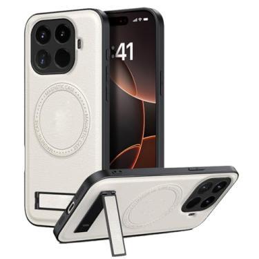 Imagem de LYJSMGZ Capa magnética para Xiaomi 17 Pro Max/17 Pro/17, suporte à prova de choque, capa fina suporta carregamento sem fio, capa de couro, branca, 17 Pro