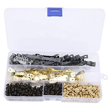 Imagem de Conjunto de cabide de fotos 120 peças kit de ferramentas de suspensão de moldura de furo duplo com parafusos de 240 peças para moldura de foto tela arte de parede em aço carbono