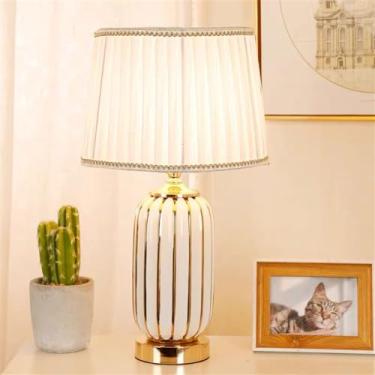 Imagem de Luminária de mesa contemporânea em cerâmica com LED, elegante e luxuosa, para sala de estar, quarto, escritório, casa de campo, hotel, engenharia, cabeceira ou mesa de trabalho (Estilo 16)