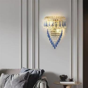Imagem de Luminária de parede LED contemporânea colorida com design de cristal, criativa para sala de estar, quarto, escritório, quarto modelo, hotel, casa de campo, corredor, decoração de parede (Est