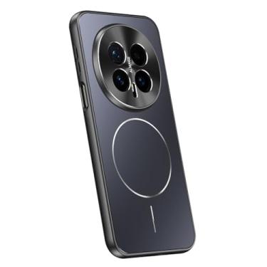 Imagem de POYUFRG Capa magnética para Honor Magic 8 Pro/Magic 8, capa de telefone fina galvanizada fosca capa de proteção de lente de metal com tudo incluído, preta, 8 Pro