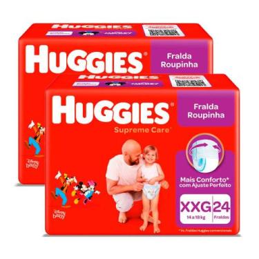 Imagem de Kit 2 Fralda Roupinha Huggies Supreme Care Tamanho XXG Pacote Mega 24 