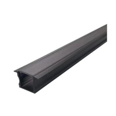 Imagem de Perfil Embutir Para Fita Led 2 Metros Preto Difusor Fumê - Delis