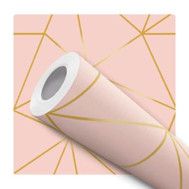 Imagem de Papel De Parede Vinílico Geométrico Salmão Rose Gold Sala Quarto 1m - 
