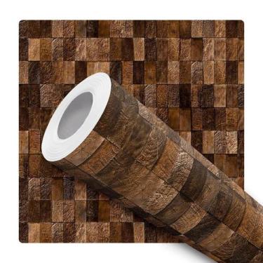 Imagem de Papel De Parede Vinílico Efeito Visual 3D Blocos De Madeira 5m - DELIQ