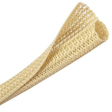 Imagem de CrocSee Protetor de cabo trançado de 3 m - 1,27 cm - 1,27 cm - tear de fio dividido para TV/computador/home theater/compartimento do motor - bege