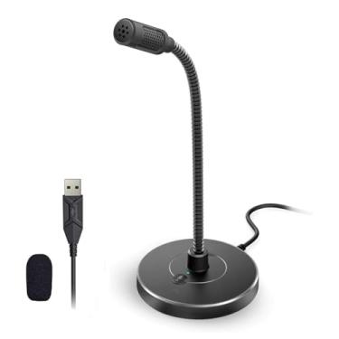Imagem de Microfone USB para computador, PC/laptop, botão mudo com indicador LED, design pescoço de ganso de 360 graus, microfone de mesa para streaming, gravação, ditado, podcast, YouTube