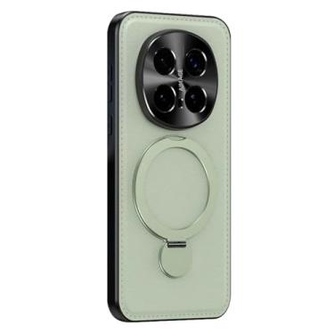 Imagem de FWYANZH Coldre para Honor Magic 8 Pro/8, suporte magnético de anel giratório, capa de couro, proteção total da lente à prova de choque, capa, verde, 8