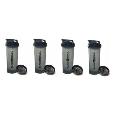 Imagem de Garrafa 4X Coqueteleira Black Skull 600Ml Treino Academia