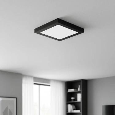 Imagem de Plafon Led Quadrado Sobrepor Branco Painel 18W Slim Preto -