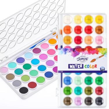 Imagem de Nuanchu Presentes de fim de ano a granel tinta aquarela lavável kits de tinta aquarela paleta e pincéis suprimentos de tinta de água portáteis para adultos, iniciantes artistas presentes de formatura