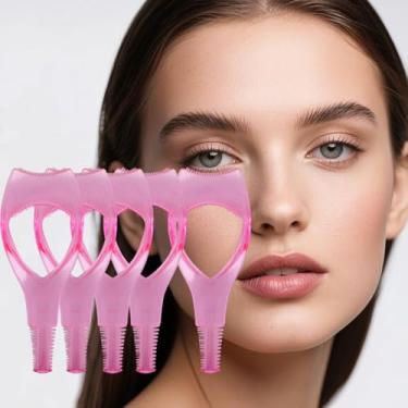 Imagem de 5 peças de plástico portátil aplicador de rímel guia de cílios auxilia cílios pente modelador de cílios feminino ferramentas de maquiagem para olhos