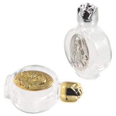 Imagem de Veemoon 2 peças de garrafas de água benta em relevo, pequenos recipientes portáteis de vidro para bênçãos de comunhão, uso em viagens, decoração religiosa