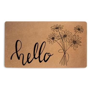 Imagem de Tapete de porta floral 45 x 76 cm, buquê de flores silvestres, tapete de boas-vindas durável para entrada interna ao ar livre, varanda, casa, capacho de coco com suporte de PVC antiderrapante