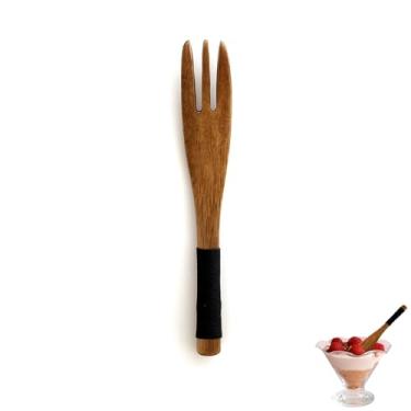 Imagem de JapanBargain 2688, garfos de madeira pequenos garfos de madeira estilo japonês reutilizáveis garfos de madeira para comer sobremesa, salada, aperitivo de frutas, 12,7 cm