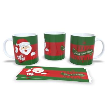 Imagem de Caneca de Natal com Desenho de Inverno, Porcelana Branca, Estampa Festiva com Papai Noel e Animais, Tema Natalino (7)