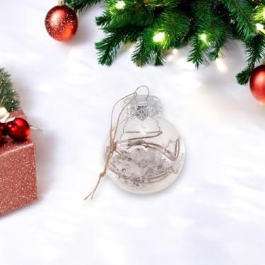 Imagem de Generic 1 peça de bolas de Natal redondas transparentes de ginkgo murcha bola de videira de plástico transparente 6 cm