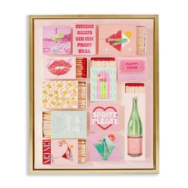 Imagem de Stupell Industries Glam Cocktails Retro Matches Brown Framed Floater Canvas Wall Art, design by Lil' Rue, 30 x 25