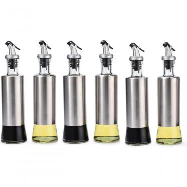 Imagem de Kit 6 Galheteiros Azeite Vinagre 300ml Vidro C/ Dosador Inox
