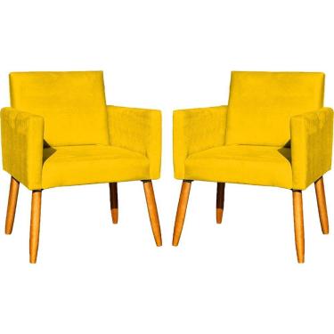 Imagem de Kit 2 Poltronas Decorativa Para Sala Nina Suede Cores Pé Palito 30cm Castanho - Suede
