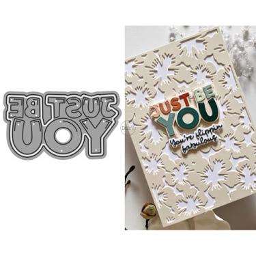 Imagem de DzIxY Shadow Words Just Be You matrizes de corte de metal para fazer cartões, conjunto de recortes de papel, estêncil, suprimentos, modelos de máquina