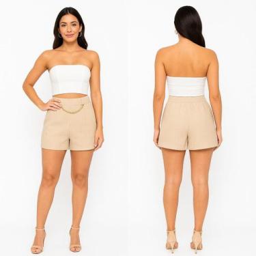 Imagem de Kit 3 Short Duna Feminino de Correntinha Com Bolso Alfaiataria Cintura