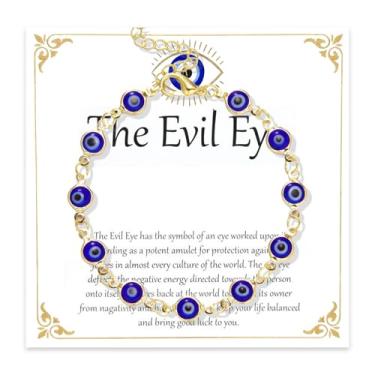 Imagem de Pulseiras femininas Eveil Eye banhadas a ouro, corrente não bronzeada, ajustável, joias delicadas, presentes para aniversário, amizade, Natal, Large, Sem Pedra Preciosa