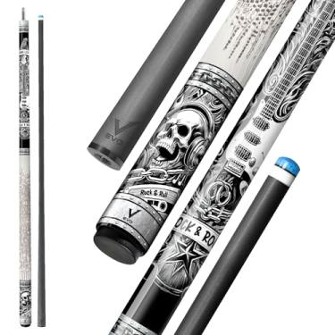 Imagem de Taco de sinuca EVO Rebel de fibra de carbono, bastões de sinuca de baixa deflexão com junta de 3/8 x 8 pinos, ponta de 12,5 mm, ponta padrão Time, envoltório de couro de microfibra