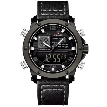 Imagem de Relógio Masculino De Exibição Dupla Esportivo Militar De Quartzo Impermeavel 3atm À Prova Da Água Preto