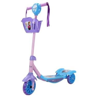 Imagem de Patinete Infantil 3 Rodas Frozen Cestinha e Fitinhas Freio Traseiro +2 BBR Toys