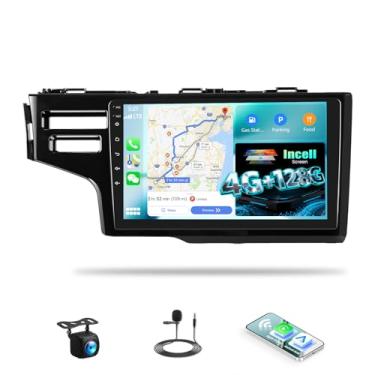 Imagem de Rádio veicular Andriod 4G + 128G para Honda Fit 2014-2018 com tela sensível ao toque de celular CarPlay Android Auto de 23 cm com microfone de câmera de backup WiFi de navegação GPS